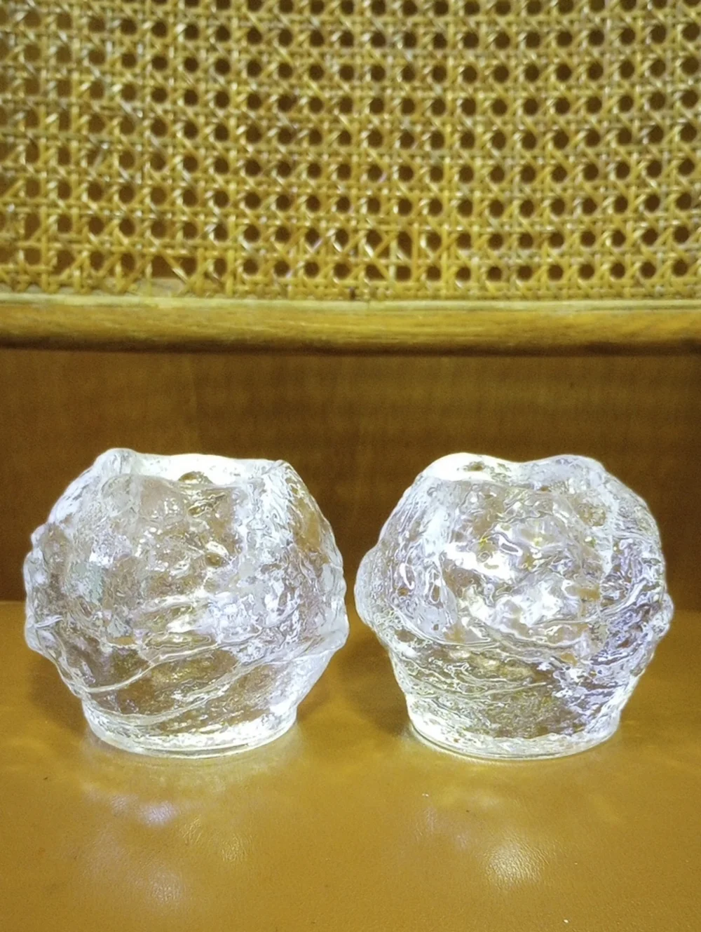 Vintage Heavy Glass Votive Candle Holder Set